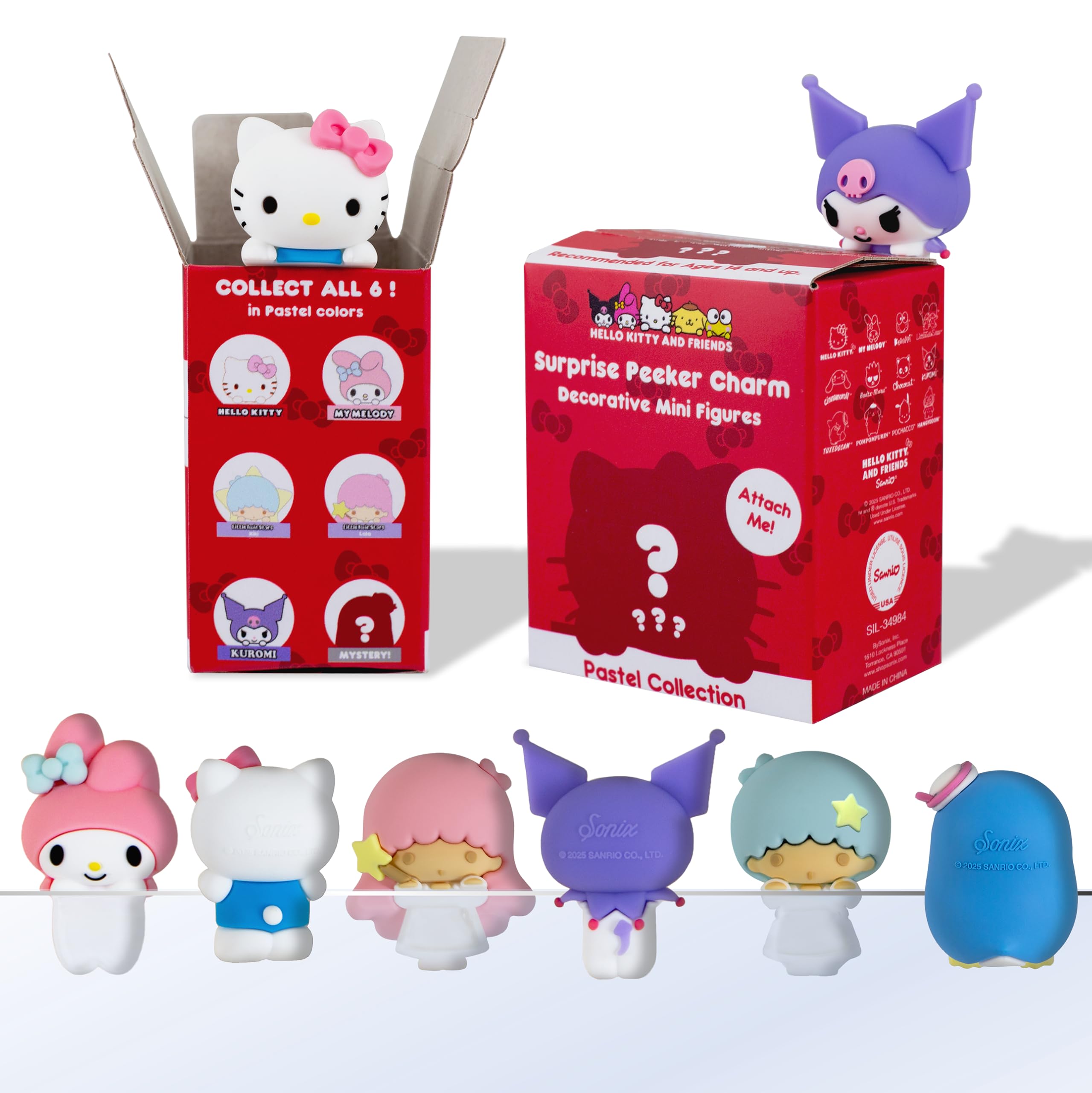 Photo 1 of Sonix x Sanrio Hello Kitty & Friends Peekers - Pastel Series Blind Box - Adhesive Decorative Mini Figures - Includes Hello Kitty, My Melody, Kuromi, Little Twin Stars, or Mystery Character