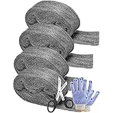 TOYPOPOR Steel Wool for Mice Control, 4 Packs 10ft Wall Hole Filler, Gap Blocker, Barrier, Mice Repellent Indoor, Protect Aga