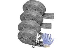 TOYPOPOR Steel Wool for Mice Control, 4 Packs 10ft Wall Hole Filler, Gap Blocker, Barrier, Mice Repellent Indoor, Protect Aga