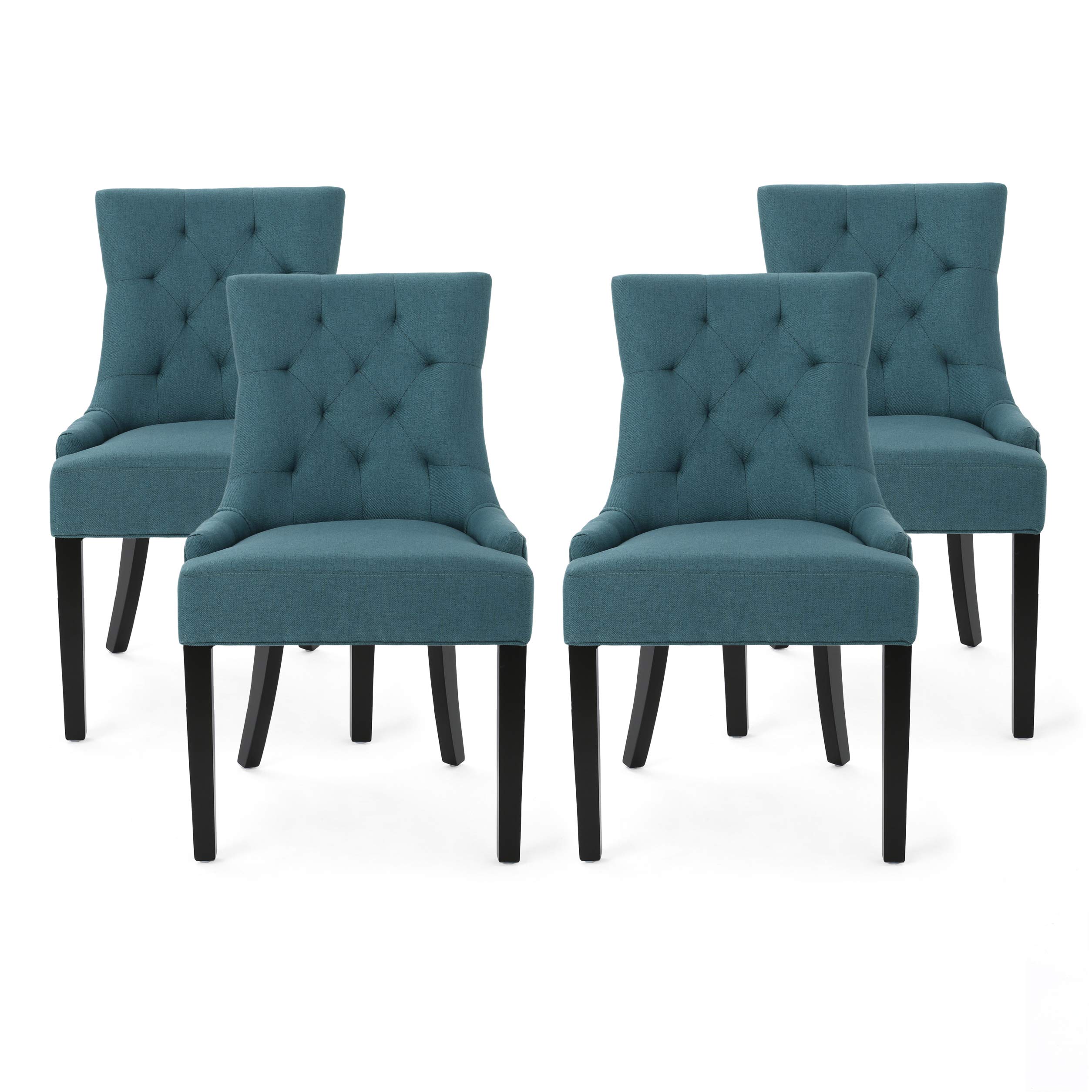 Photo 1 of **PARTIAL SET ONLY 2**** Christopher Knight Home Edwina Contemporary Tufted Fabric Dining Chairs (Set of 2), Dark Teal and Espresso