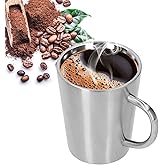 Hapivida Stainless Steel Double Walled Mug, 12oz/340ml Insulated Cup Coffee Mug Water Camping Mug with Handle Silver