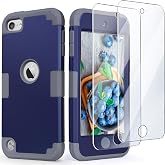 IDweel for iPod Touch 7th/6/5 Gen Case with 2 Screen Protectors, Blue/Gray | IDweel 3 in 1 Hybrid, Hard PC Soft Silicone Case for Kids, Heavy Duty Protection Cover, Shockproof Durable iPod Touch Case