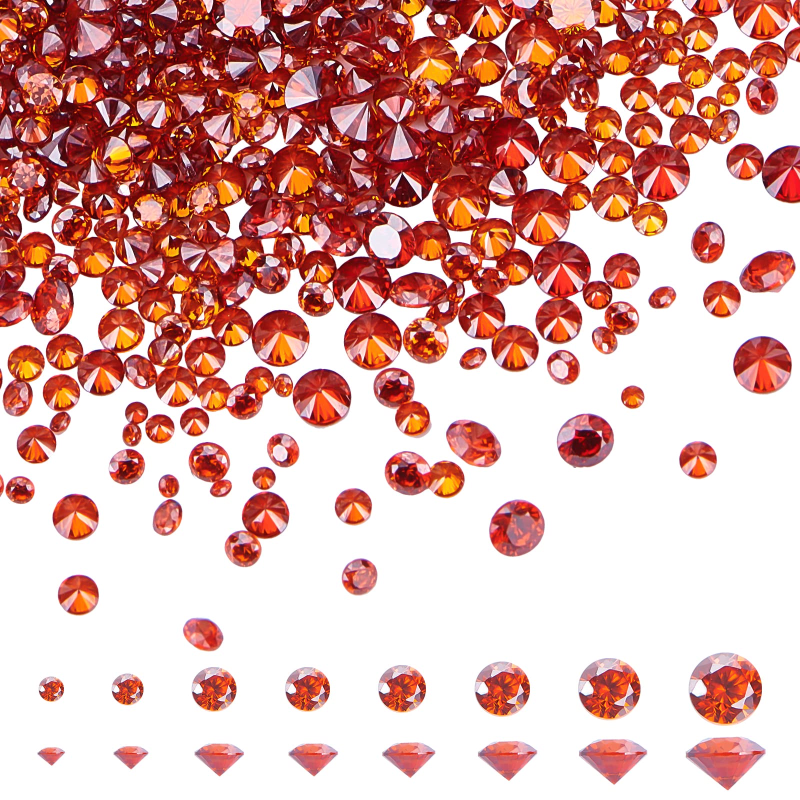 PH PandaHall 1600pcs Red Cubic Zirconia Stone, 8 Sizes 0.8~2.5mm Grade A Faceted CZ Diamante Rhinestone Gems with Pointed Back Cabochons for Ring Earring Bracelet Nail Art Jewelry Making Wedding Decor