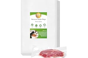 Moretoes 200pcs Vacuum Sealer Bags, Food Saver Bags Quart 8" x 12", BPA Free, Pre-cut Commercial Grade Vac Bags for Food Storage, Meal Prep or Sous Vide