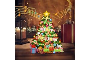 FaCraft Musical Christmas Cards, with Lights and Music, Handmade 3D Pop Up Christmas Tree, Lights Blinking Modes, with Envelo