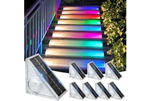 Ellasay Solar Step Lights for Outside 8 Pack,10 Color Modes Stair Lights Outdoor, Step Lights Solar Powered Waterproof IP67,Solar Lights for Patio,Deck,Yard,Front Step, Front Porch Decor