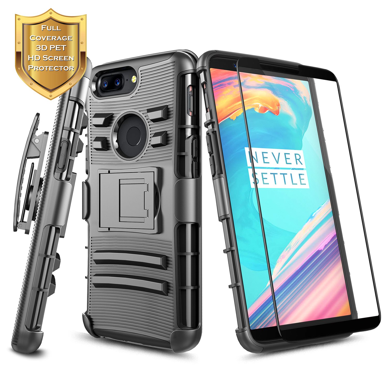 OnePlus 5T Case with [Full Cover Tempered Glass Screen