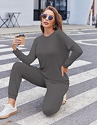 Ekouaer Womens Ribbed Knit Pajama Sets 2 Piece