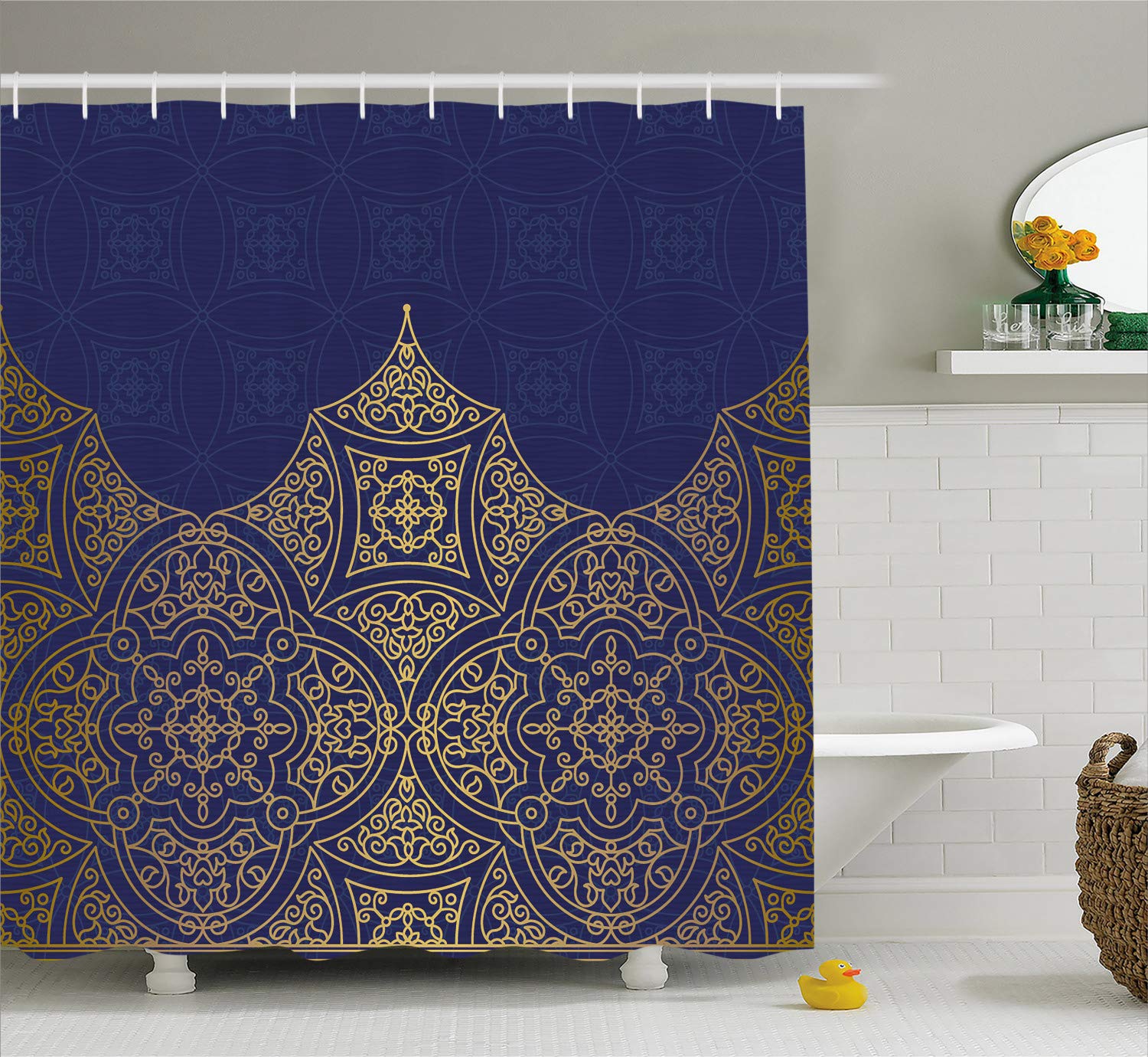 Lunarable Royal Blue Shower Curtain By Middle Eastern Ornamental