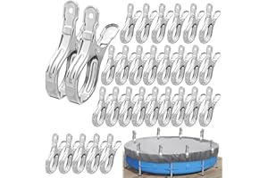 AUGISTEEN 30 PCS Pool Cover Clips Stainless Steel Wind Guard Clamps 5.1 Inch Large Pool Cover Clamps Heavy Duty Swimming Pool Windproof Clips for Above Ground Pool Cover