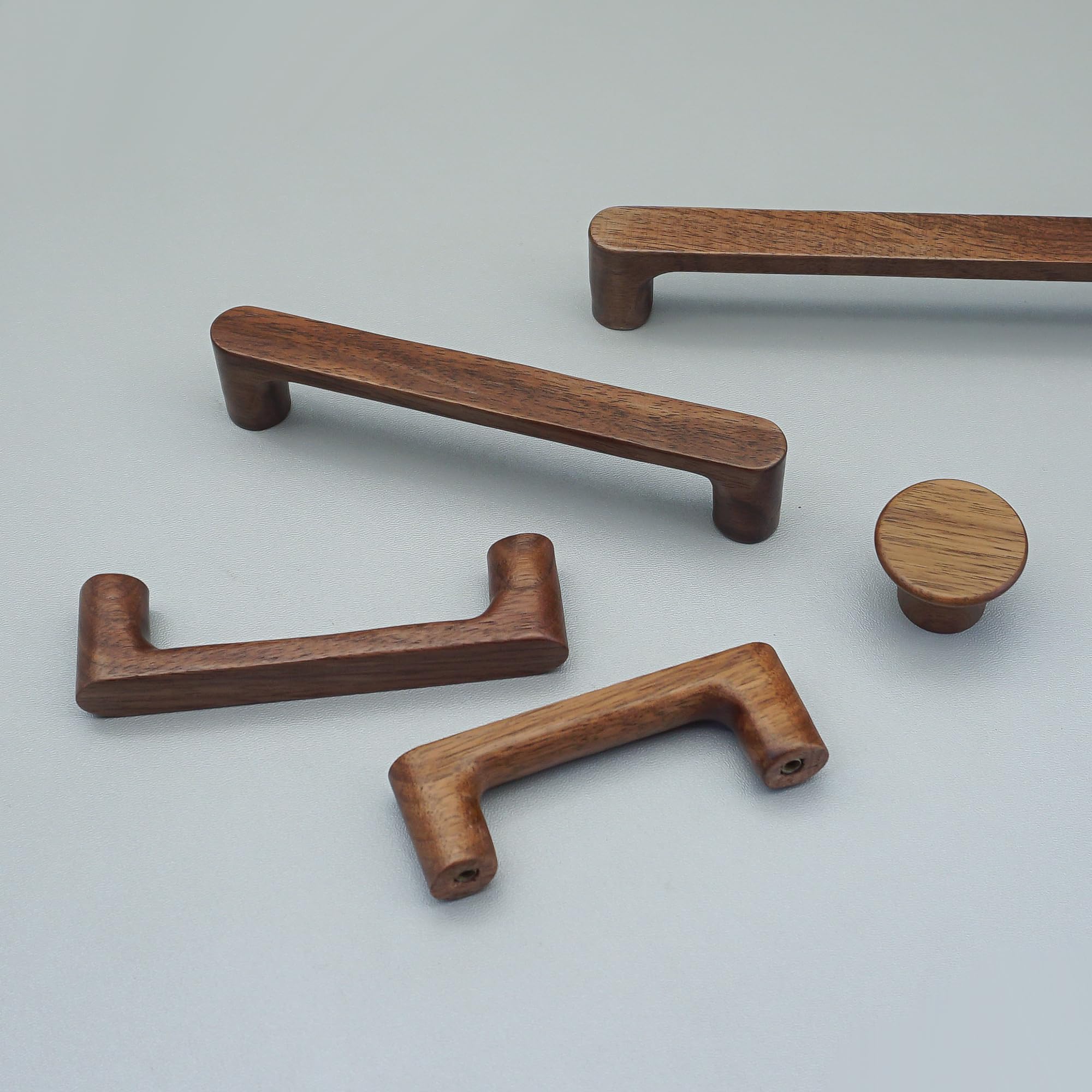 Photo 1 of MFYS 6 Pack Walnut Wood Drawer Pulls Handes Rustic Cabinet Pulls Handles Wood Dresser Knob Kitchen Furniture Hardware (6, 4" Hole to Hole)