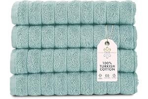 Classic Turkish Towels CTT Luxury Hand Towels for Bathroom Set of 4, 100% Turkish Cotton, Quick Dry & Comfy Towels for Hotel & Spa, Highly Absorbent | 20"x32" (Spa Green)