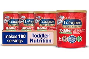 Enfagrow Premium Toddler Nutritional Drink, Vanilla Flavor, Omega-3 DHA for Brain Support, Prebiotics & Vitamins for Immune Health, Powder Can, 32 Oz, Pack of 4