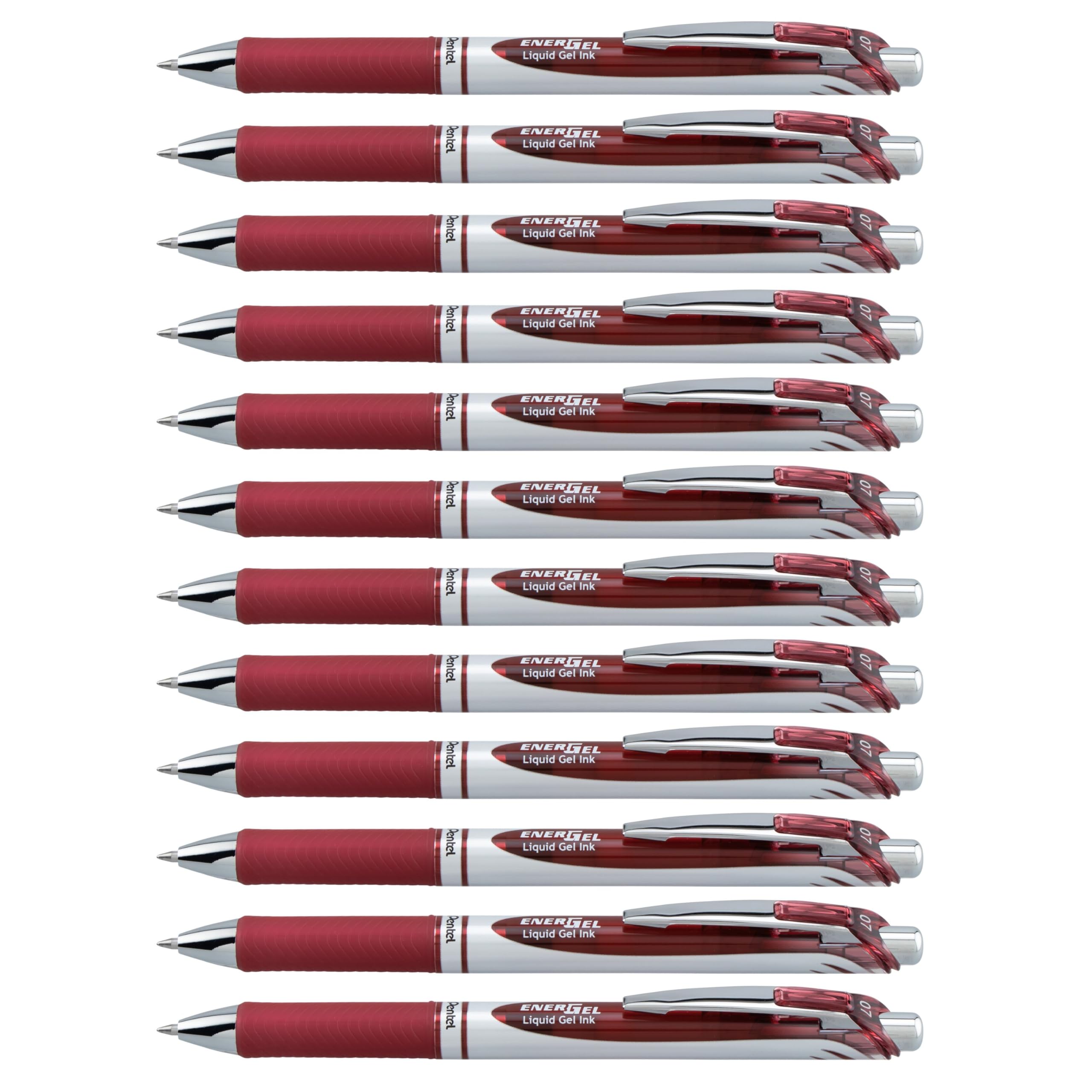 Pentel BL77-BGX EnerGel Retractable Gel Rollerball Pen 0.7mm Ball Diameter = 0.35mm Line Width Refillable Ref BL77-BGX [Pack 12] [Burgundy]