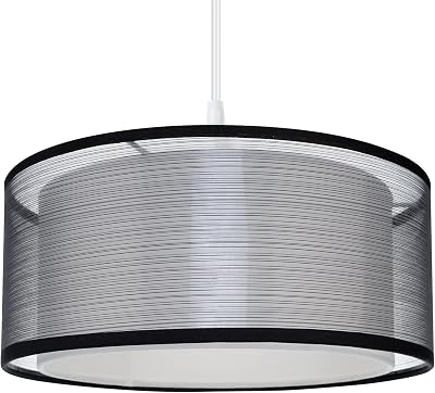 FRIDEKO HOME 2 Tier Light Shade Ceiling Lamp Black White 30cm Modern Drum Shade
