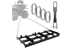 7Penn Drag Grader Driveway Harrow ATV Pull Behind Plow - 4ft Lawn Leveling Rake Gravel Driveway Drag Grader for Riding Mower Yard Tractor with 6ft Chains - ATV Farming and Landscape Accessories