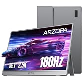 ARZOPA 16.1'' 180Hz 2.5K Portable Monitor, 2560x1440 QHD 107% sRGB -Z3FC | Kickstand Portable Gaming Monitor with HDR, Ultra Slim, Eye Care, External Second Screen for Laptop, PC, PS5, Mac, Xbox