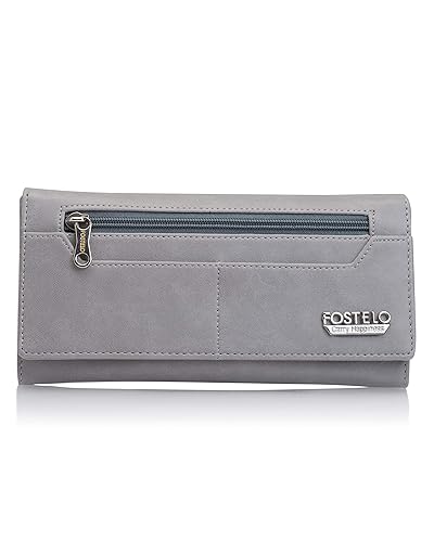 Fostelo Womens Versatile Two Fold Wallet (Grey)