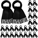 24 Pack Winter Scarves Solid Soft Warm Scarf with Fringe Men Women Cold Weather Scarves Wraps Warm Winter Scarf Bulk