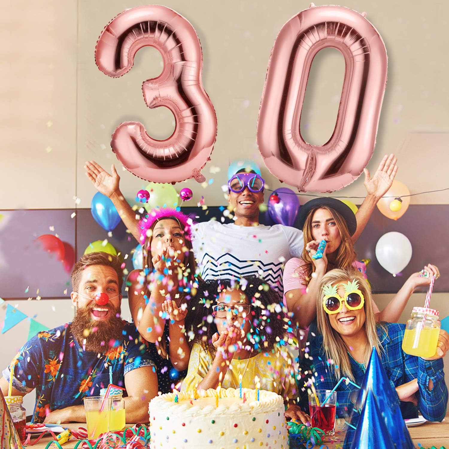 42 Inch Number 30 Balloons Jumbo 30 Foil Balloons Giant Number 30 Balloons for 30th Birthday Party Decorations and 30th Anniversary Event (Rose Gold) - Image 5