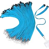 Patelai 60 Pcs Breakaway Lanyards with J Hook Bulk Flat for ID Badges Neck Badge Lanyards Card Nametag Holder Neck Straps (Light Blue)