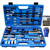ZKTOOL 35PCS Universal Valve Spring Compressor &amp; Stem Seal Remover Kit | Non-dismantling Cylinder Head Valve Oil Seal Tool; Air-lock Valves; Free Gloves; Fit for BMW VW Audi Mercedes All-car Series