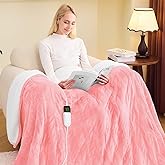 greenoak Heated Blanket Electric Full 72"X84", Heating Blanket with 10 Levels 1/2/4/6/8 Hours Auto-Off Overheat Protection, Flannel Sherpa Soft Warm Heater, ETL Certified Light Pink