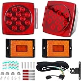 LED Trailer Lights Kit Submersible Boat Trailer Lights with Wiring Harness | IP67 Waterproof, DOT Compliant, 25FT Braided Wiring Harness, Side Marker Lights, License Bracket, Fits Trailers Under 80 Inch