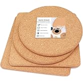 KITLAB Cork Trivets for Hot Dishes, Hot Pots and Pans, 8 Inch 4 Pcs | High Density Thick Cork Trivet, Fine Particle Cork, Heat Resistant, Large Coaster for Kitchen, Hot Pads for Countertop