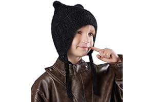 DANMY Kids Beanie Hat for Winter with Earfalp Children Cute Cat Ears Toddler Girls Boys Warm Wool Knit Ear Flap Cap