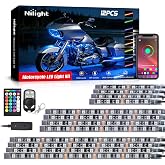Nilight 12PCS Motorcycle RGB LED Light Kit APP and Remote Control | Waterproof Multi-Color Atmosphere Neon Accent Lights Lamp with Controllers for Harley Davidson Honda Kawasaki Suzuki