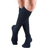 Truform Compression Socks, 15-20 mmHg, Men's Gym Socks, Knee High Over Calf Length, Navy, Medium