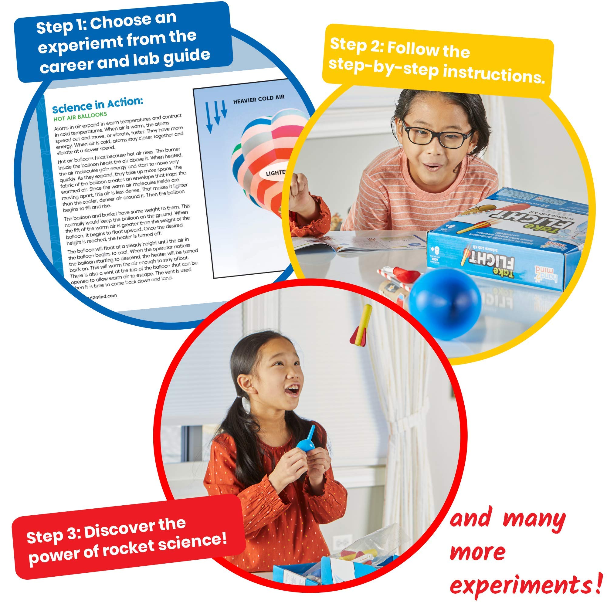 hand2mind Take Flight Science Kit, Toy Rocket Launcher for Kids Ages 8-12, Rocket Kit, Science Kits & Toys, Air Rocket Launcher Kids, 18 Science Experiments, Career & Lab Guide, STEM Toy, Kids Rocket