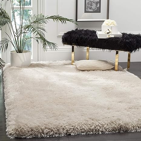 Tauhid Carpet Super Modern Shag Area Silky Smooth Rugs Fluffy Rugs Anti Skid Shaggy Area Rug Bedroom Carpet 4x6 Feet 1 20 X 1 70 Cm Ivory
