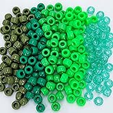 MIIIM 1000PCS 6x9mm Pony Beads Bulk, 5 Styles Green Pony Beads for Bracelets Making Kit, Kandi, Hair Braids Crafts for Jewelry Making (Green)