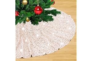 LJIE-HOUSE Champagne Gold Christmas Tree Skirt 24 Inches Small Tree Skirt Velvet Sequin Tree Skirt for Christmas Tree Mat Decorations