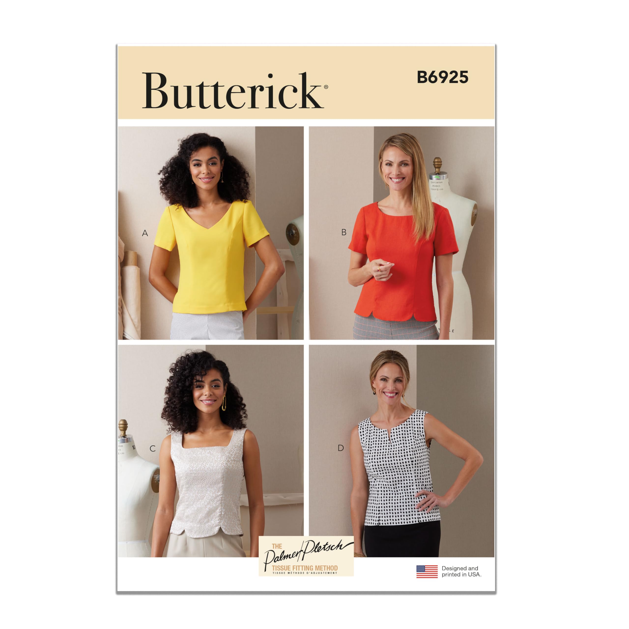 Butterick B6925F5 Misses' Tops By Palmer/Pletsch F5(16-18-20-22-24)