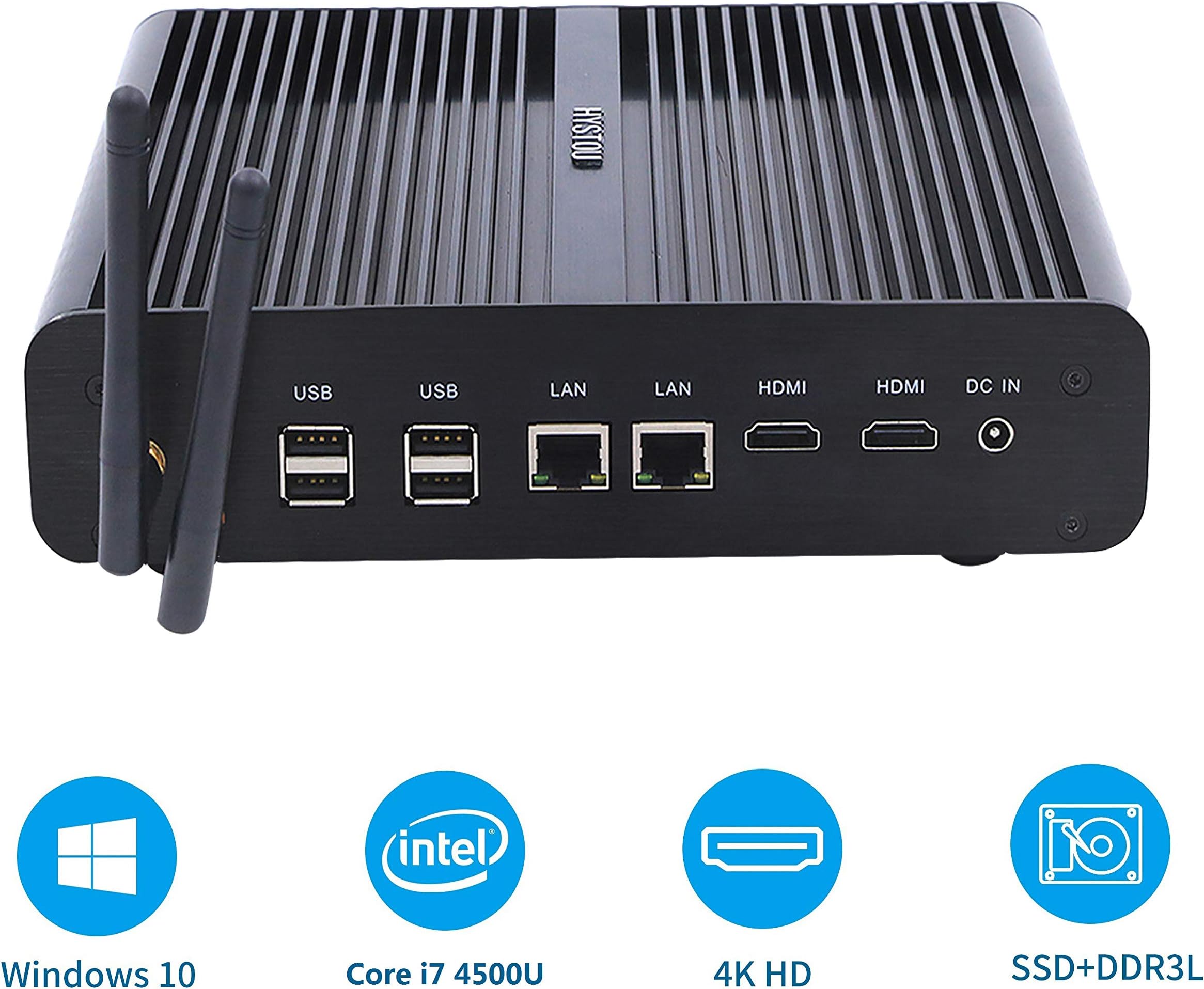 Mini Desktop Intel Nuc Core i7 Haswell PC Fanless Smallest Gaming Computer Windows 10 DDR3 8GB RAM / 256GB SSD+1TB HDD Internal WiFi/BT 4.0