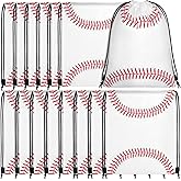 durony 15 Pieces Baseball Drawstring String Bag Sports Backpack Ball Drawstring Party Favor Bags for Sports Storage Travel Gym