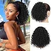 Lommel Drawstring Ponytail for Black Women,10 Inch Ponytail Extension for Black Women Curly Pony Tails Hair Extensions for Girls Afro Kinky Curly Hair Pieces for Daily Use(Black)
