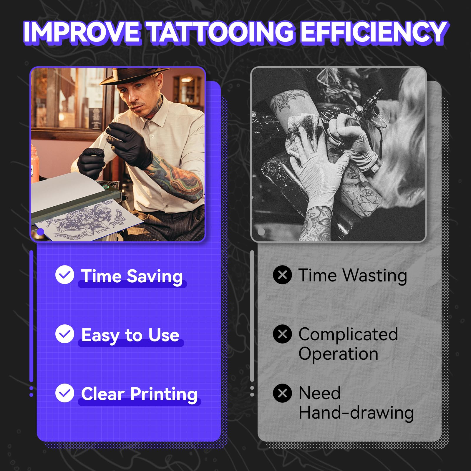 Wireless Tattoo Stencil Printer - Professional & Beginner Friendly, Bluetooth & USB Connectivity, 5pcs Free Stencil Paper Included