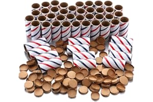 Faccito 50 Pcs Red White Blue Firework Tubes 1"x2-1/2"x3/32" Stick Fireworks Pyro Cardboard Tubes and End Plugs for Patriotic 4th of July Party Favors Birthday Wedding Decor