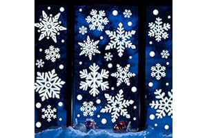 DDLP Large Snowflake Window Clings Christmas Winter Wonderland Window Stickers Decorations Hand-Drawn Large Snowflake Decals 6sheets