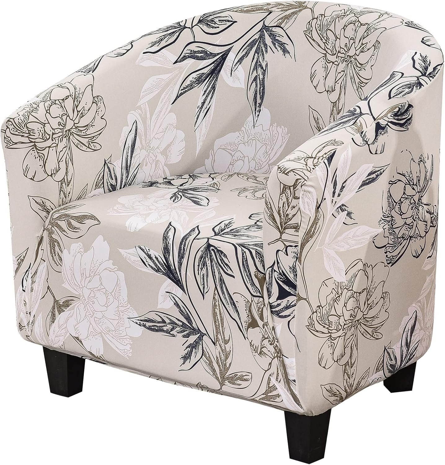 Slipcovers - SearchI Club Chair Slipcover Stretch Barrel Chair Covers Printed Tub Chair Slipcovers Spandex Armchair Sofa Cover Removable Couch Furniture Protector Arm Chair Cover for Living Room(Flowers Pattern5)