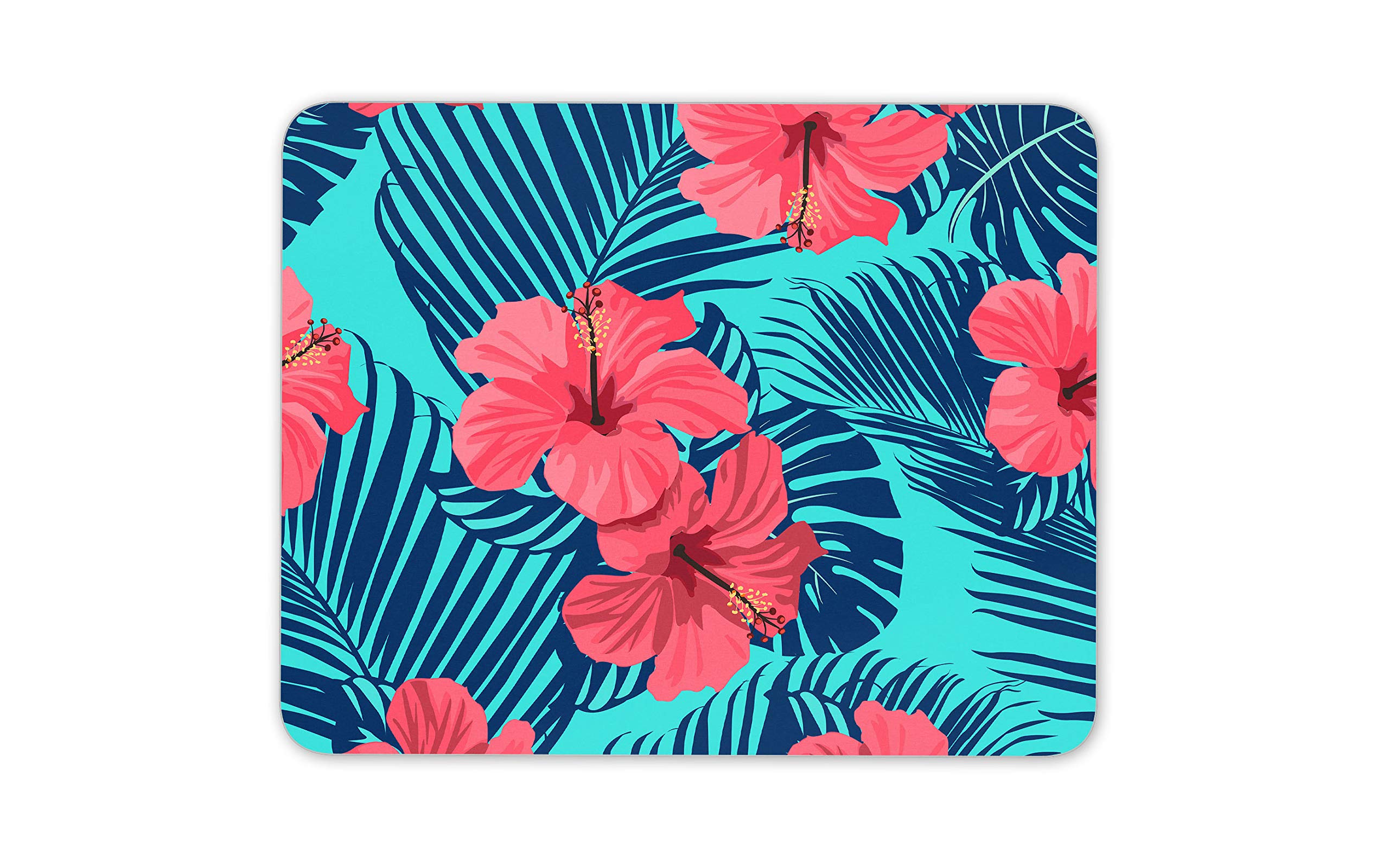 Destination Vinyl Ltd Tropical Flowers Palm Leaves Mouse Mat Pad - Pink Floral Computer #15174