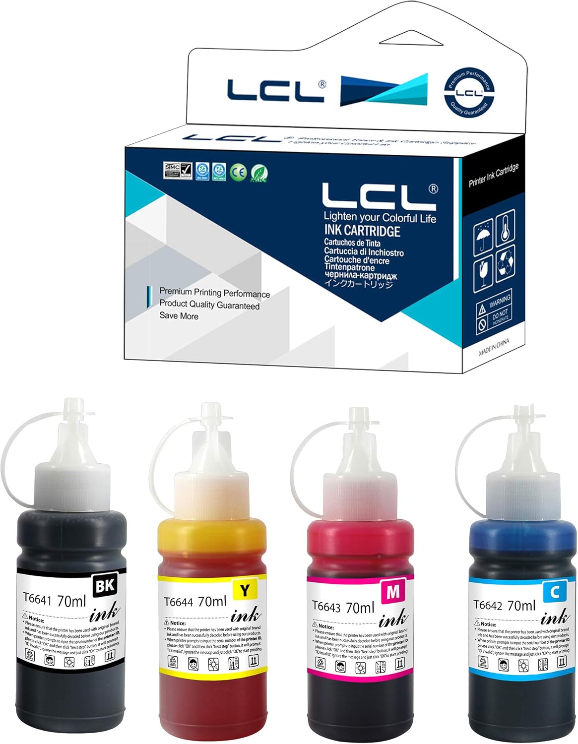 LCL Compatible 664 Ink Bottle Refills 70mL