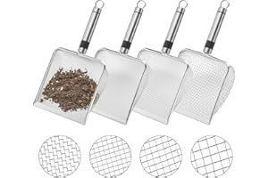 Adnee 4 Pcs Gardening Soil Sifter-Garden Sieve Sifter with Handle (2/2.8/3.8/5 mm Mesh)-Portable Gardening Sifter for Gradeni