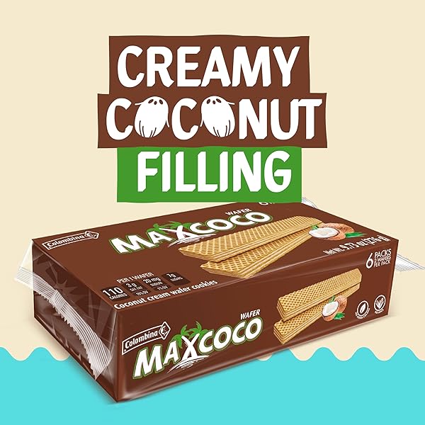 COLOMBINA MAXCOCO COCONUT WAFER COOKIES, 1 PACK OF 6 UNITS – 2 WAFERS PER UNIT (9.73 OZ)