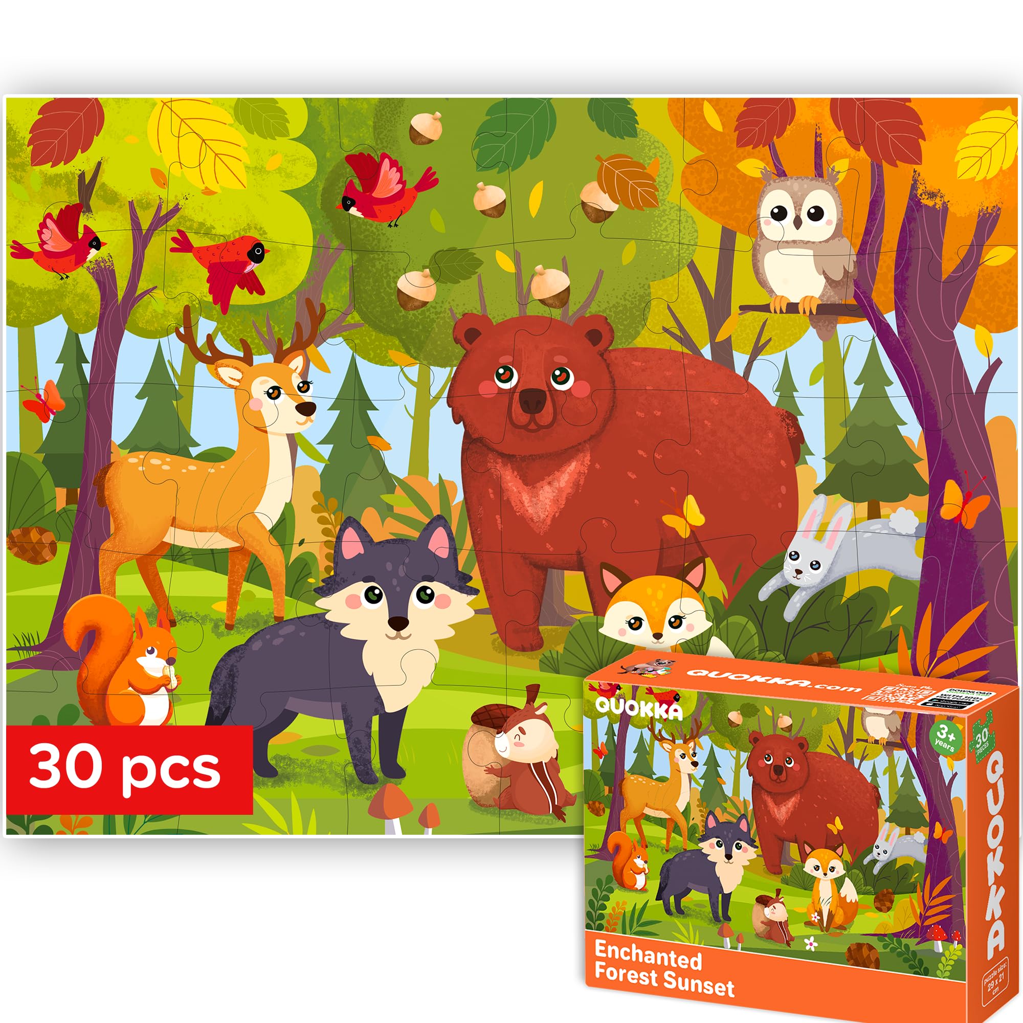 QUOKKA Jigsaw Puzzles For 3 4 Year Olds - Educational Toys Learning Forests Animals For 4 5 Year Olds - Childrens Jigsaws Gift for Boy and Girl Age 3-6