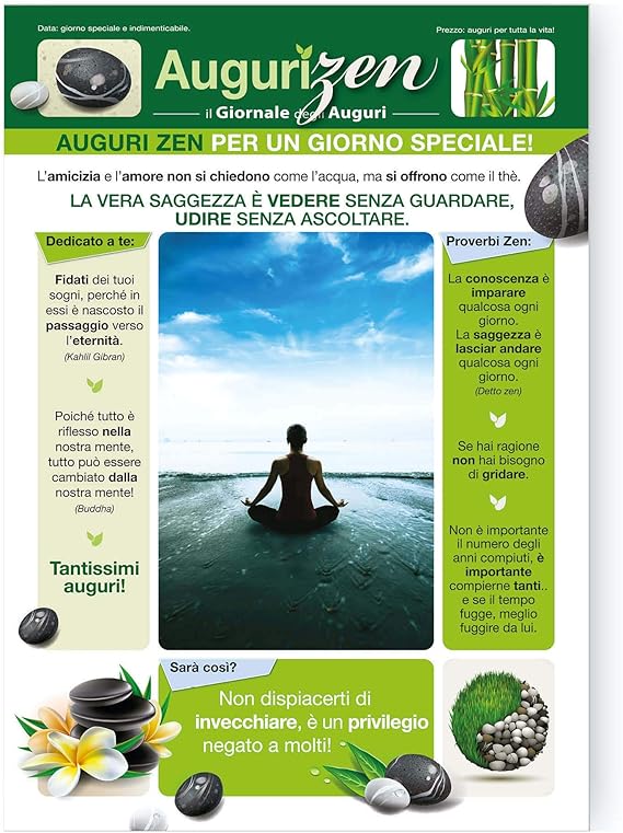 Biglietto Il Giornale Degli Auguri Compleanno Zen Amazon It Giochi E Giocattoli